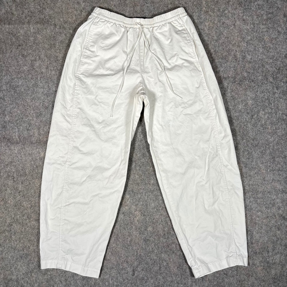 Abercrombie & Fitch Pull On Pants Mens S White Cotton Poplin Drawstring Relaxed - Picture 1 of 10